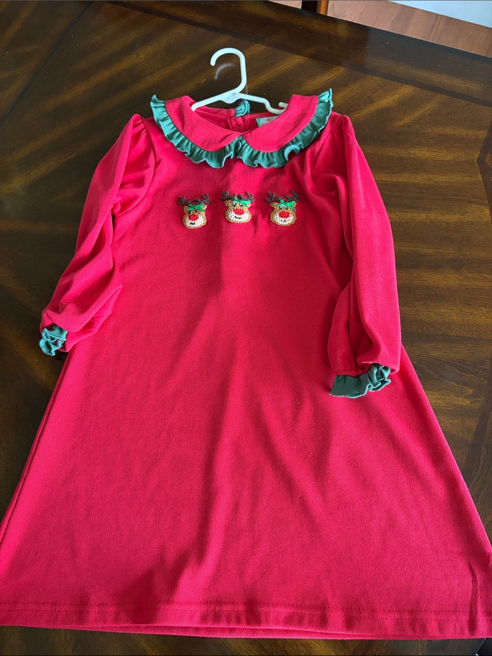 Girls Red Holiday Ruffle Collar dress